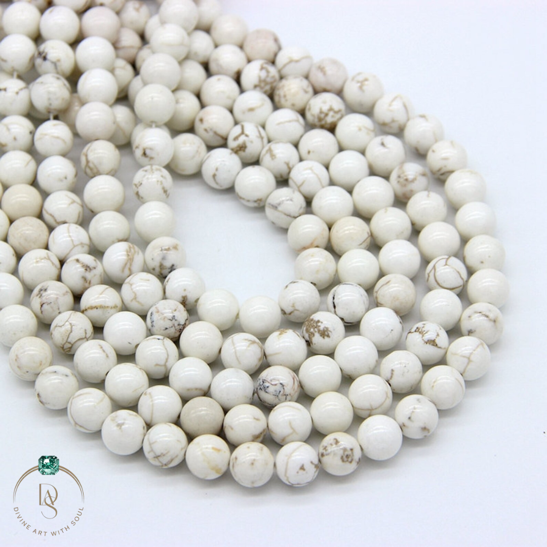 Natural Howlite Brown Round Beads String