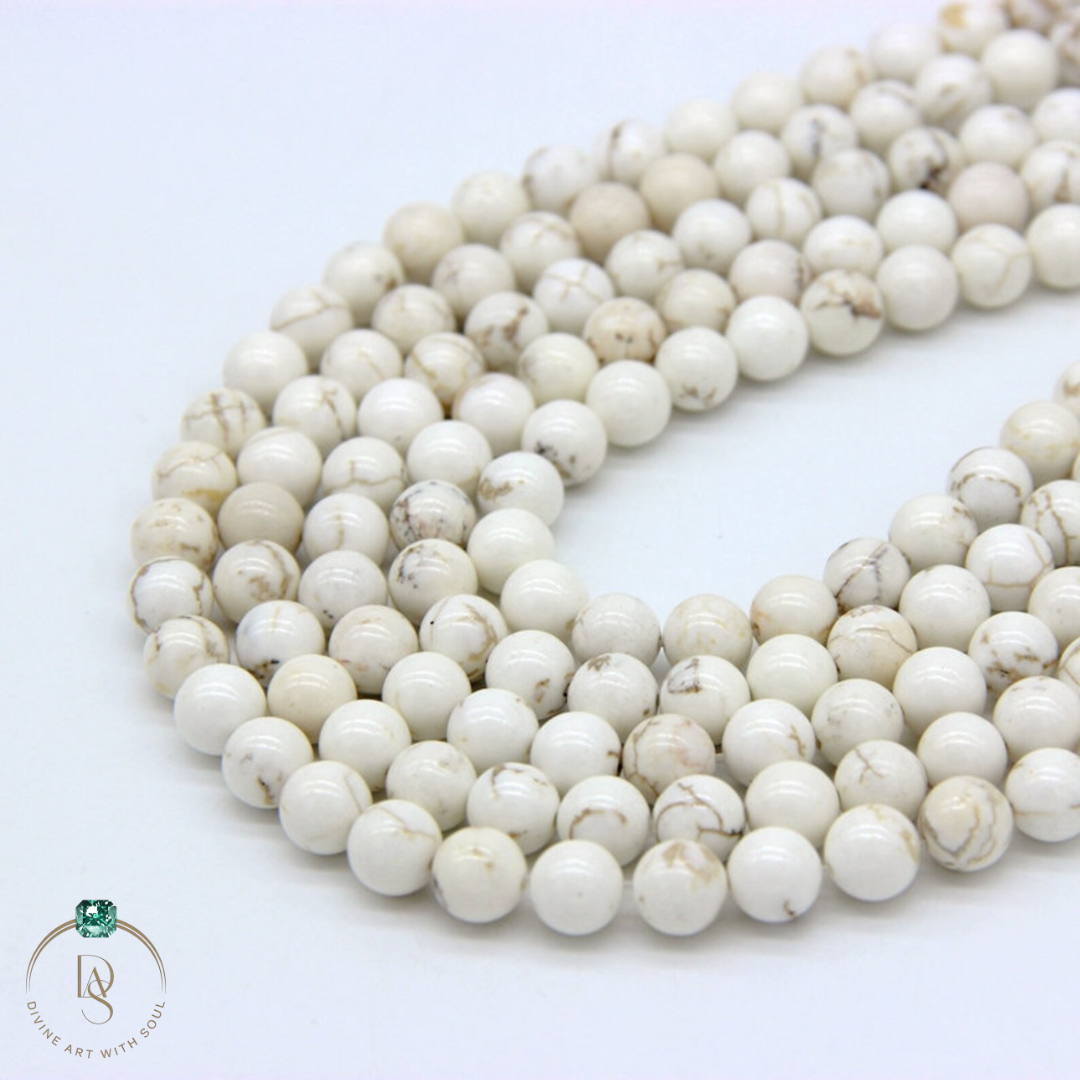 Natural Howlite Brown Round Beads String