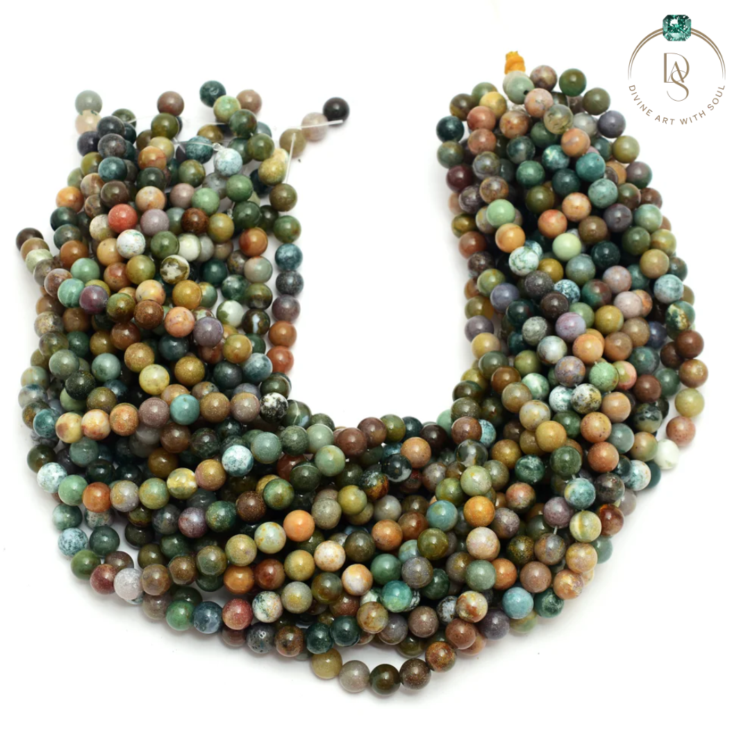 Natural Indian Agate Round Beads String