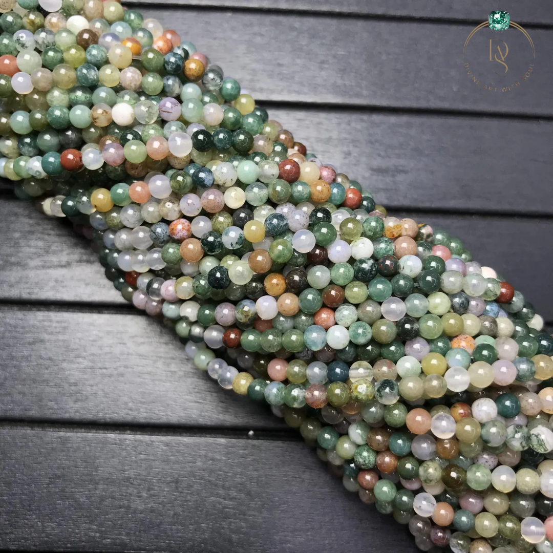 Natural Indian Agate Round Beads String