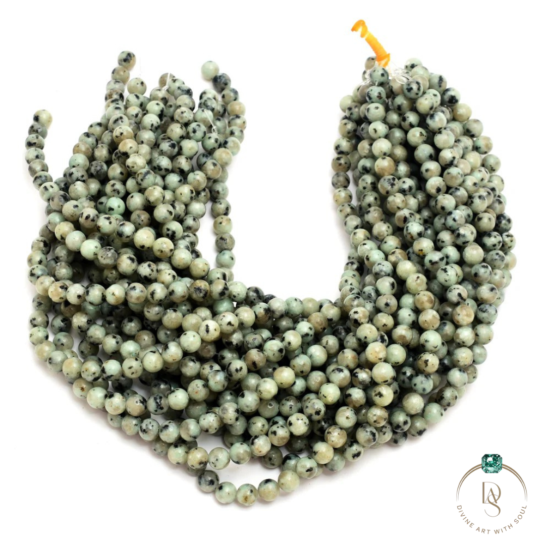 Natural Kiwi Jasper Round Beads String