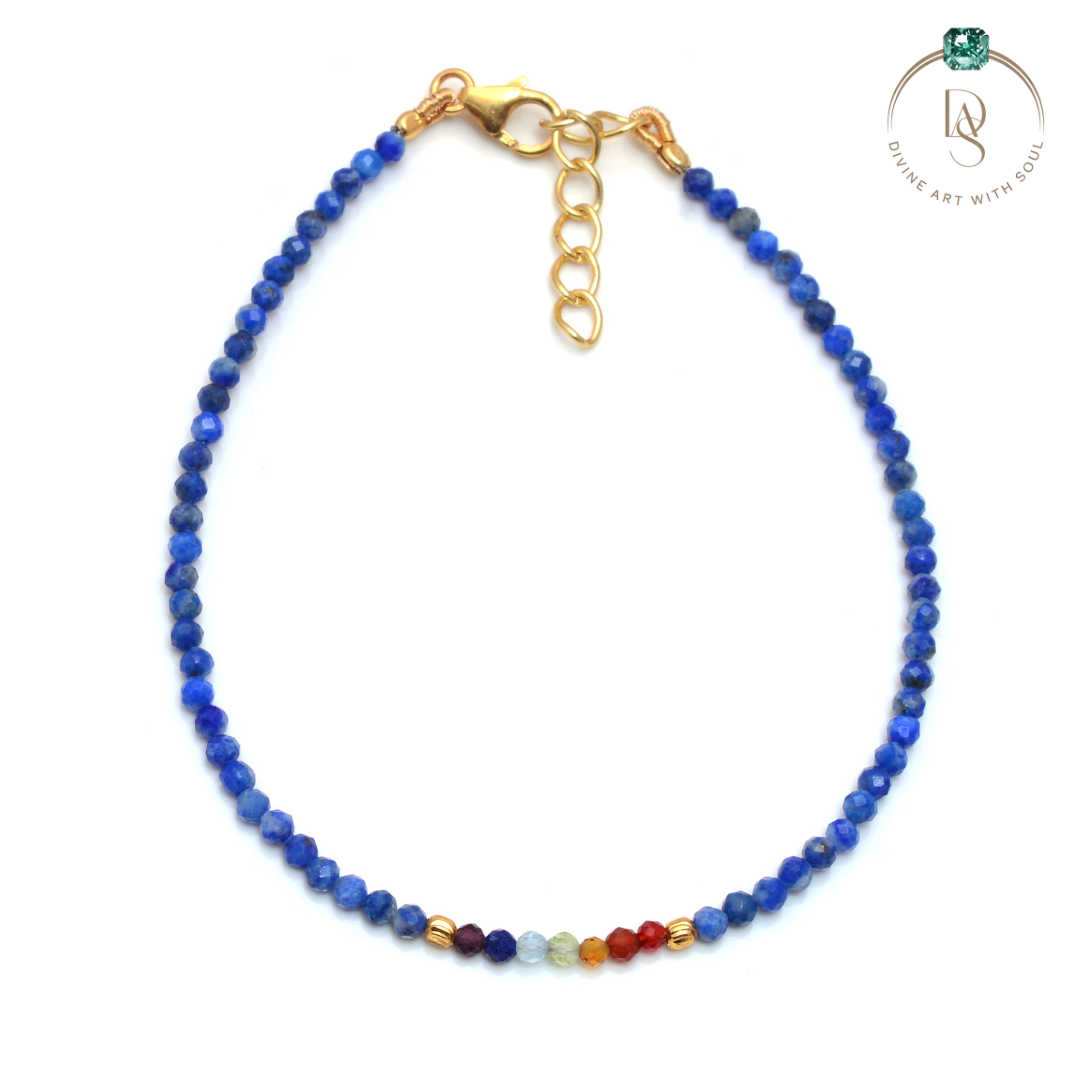 Natural Lapis Lazuli With Seven Chakra Protection Bracelet