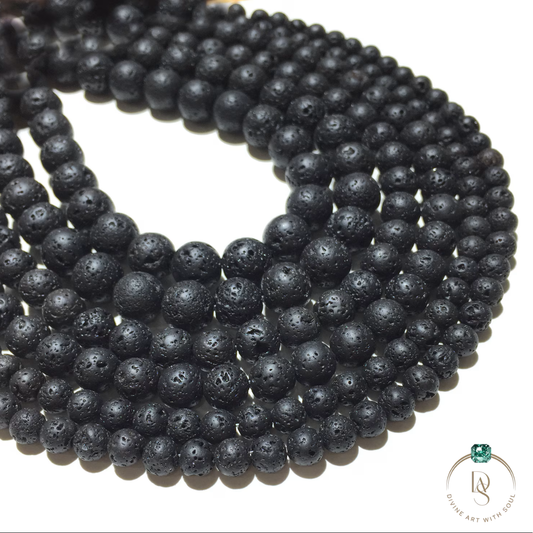 Natural Lava Round Beads String
