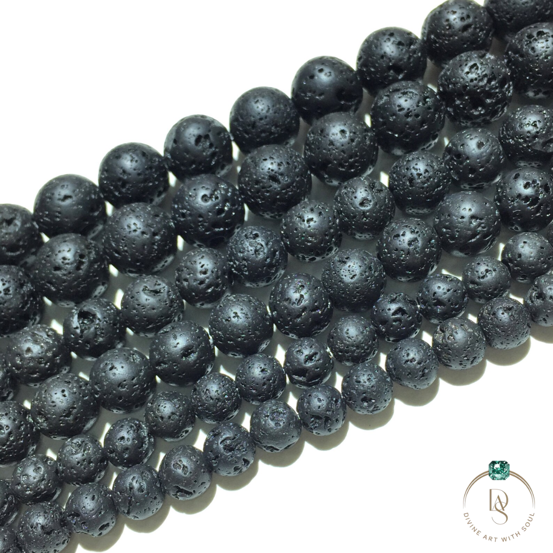 Natural Lava Round Beads String