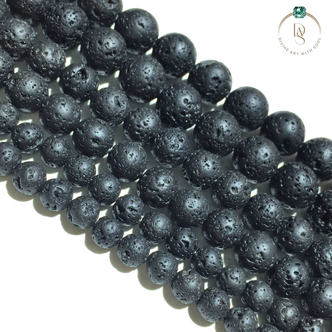 Natural Lava Round Beads String