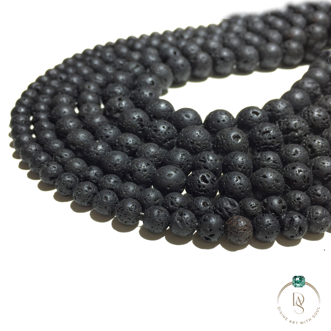 Natural Lava Round Beads String