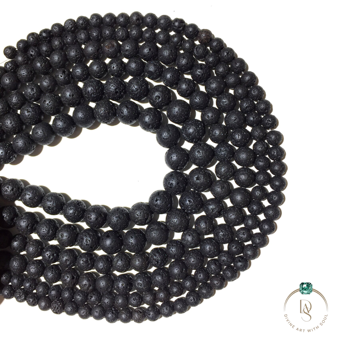 Natural Lava Round Beads String