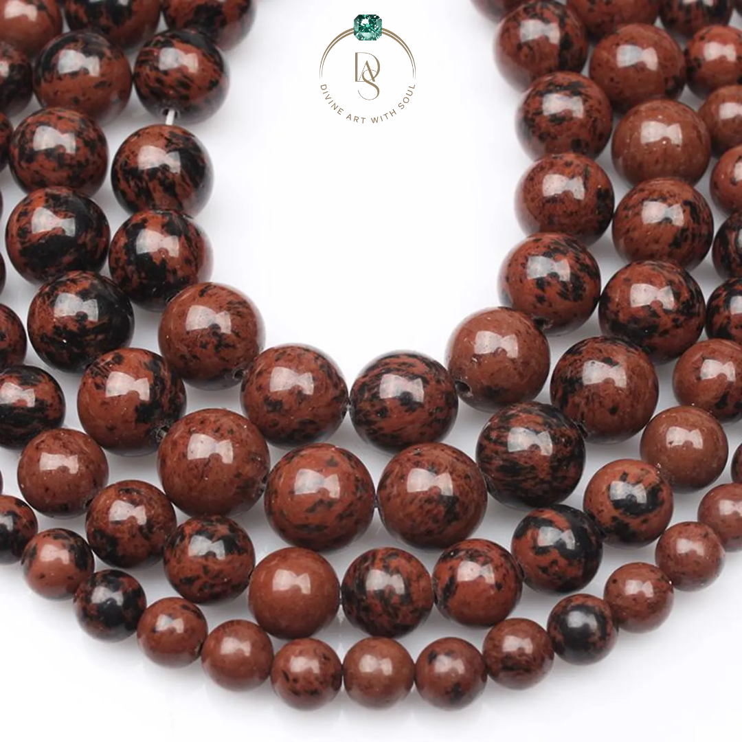 Natural Mahogany Jasper Round Beads String