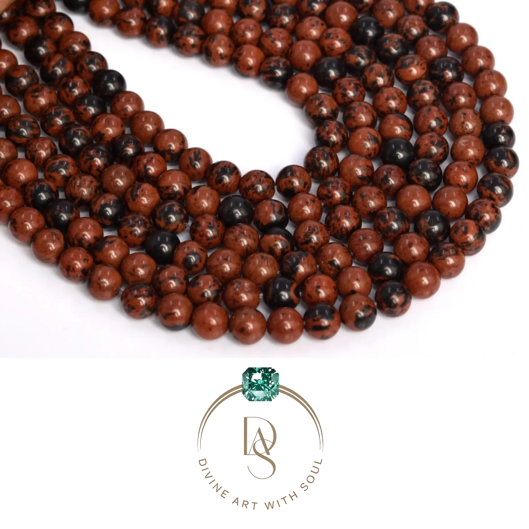 Natural Mahogany Jasper Round Beads String