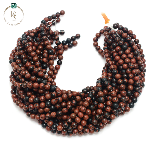 Natural Mahogany Jasper Round Beads String