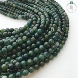 Natural Moss Agate Round Beads String