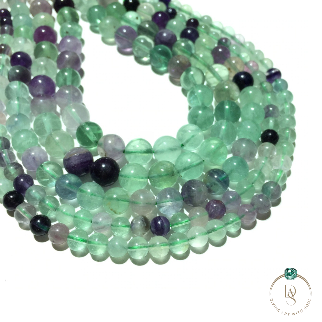Natural Multi Fluorite Round Beads String