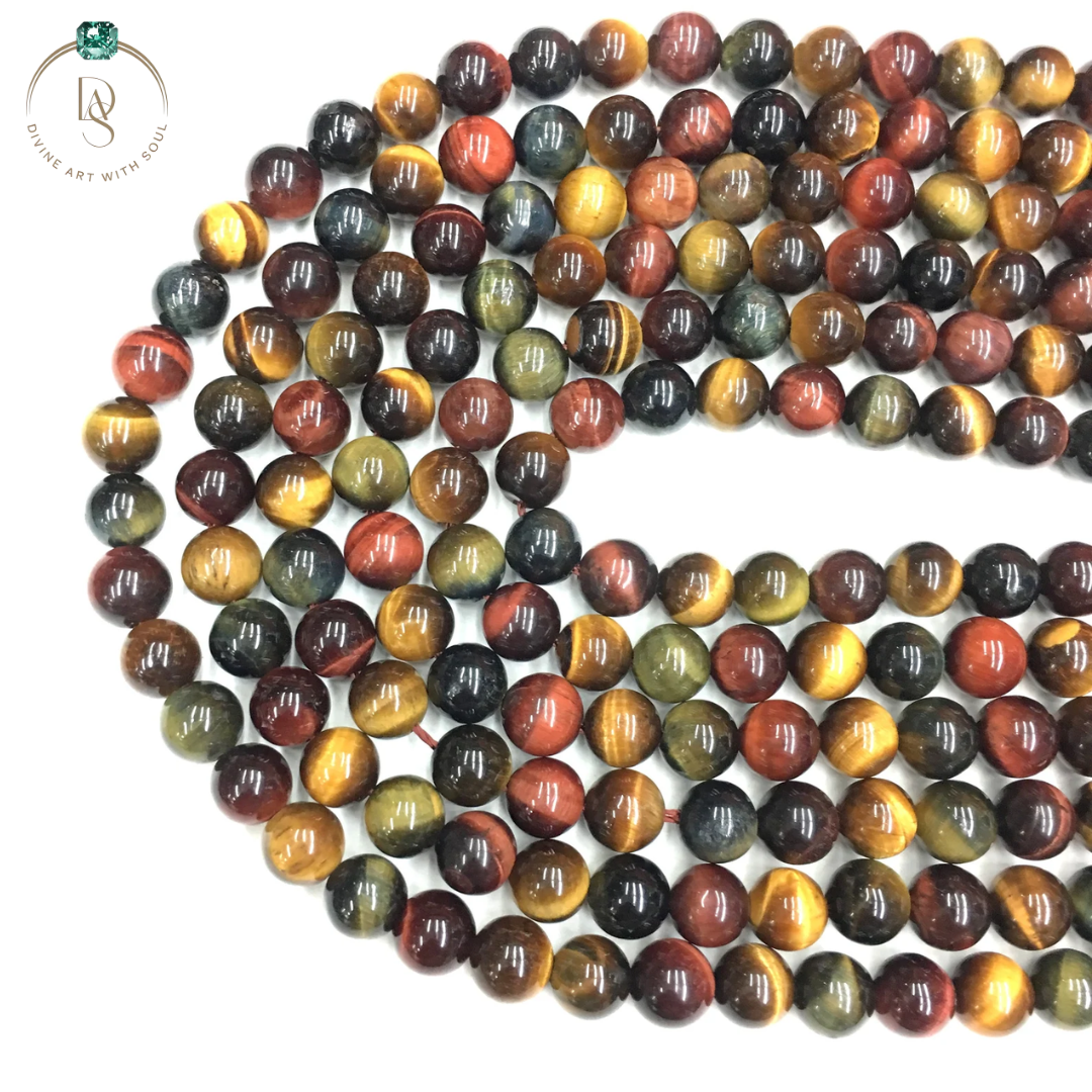 Natural Multi Tiger Eye Round Beads String