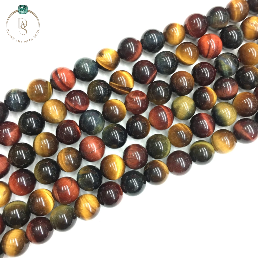 Natural Multi Tiger Eye Round Beads String