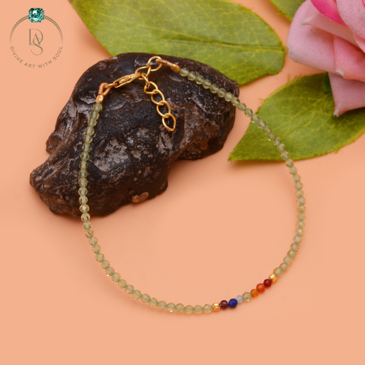 Natural Peridot With Seven Chakra Protection Bracelet