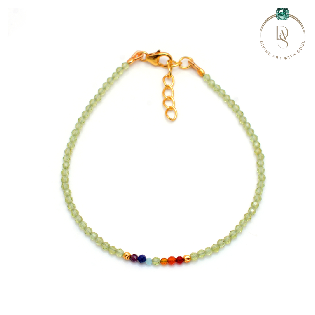 Natural Peridot With Seven Chakra Protection Bracelet
