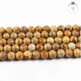 Natural Picture Jasper Round Beads String