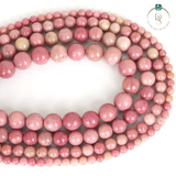 Natural Pink Rhodonite Round Beads String