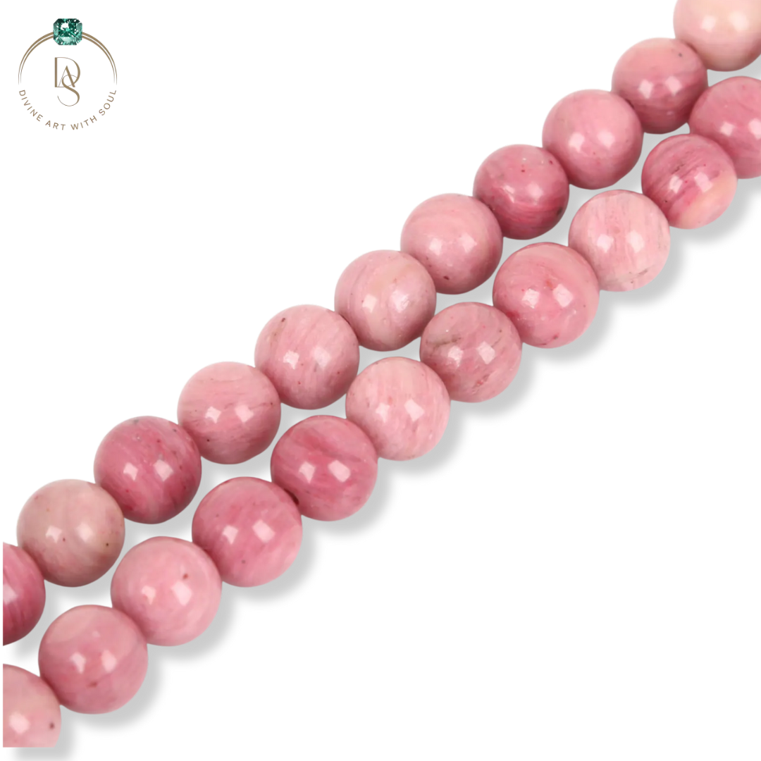 Natural Pink Rhodonite Round Beads String