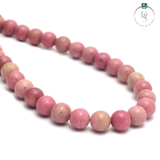 Natural Pink Rhodonite Round Beads String