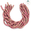 Natural Pink Rhodonite Round Beads String
