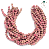 Natural Pink Rhodonite Round Beads String
