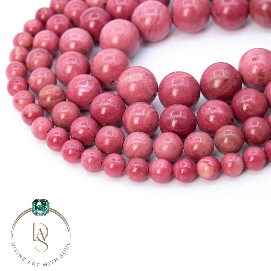 Natural Rose Pink Rhodonite Beads Grade AAA Round Beads String