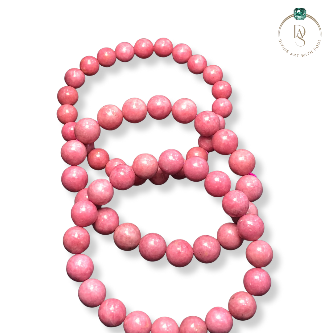 Natural Rose Pink Rhodonite AAA Grade Bead Bracelet