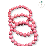 Natural Rose Pink Rhodonite AAA Grade Bead Bracelet
