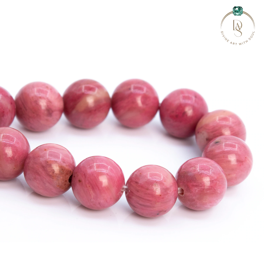 Natural Rose Pink Rhodonite Beads Grade AAA Round Beads String
