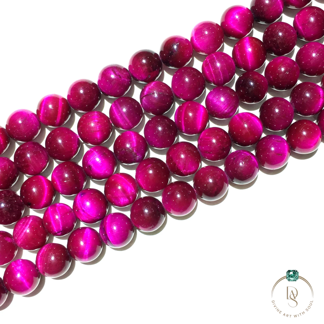 Natural Pink Tiger Eye Round Beads String