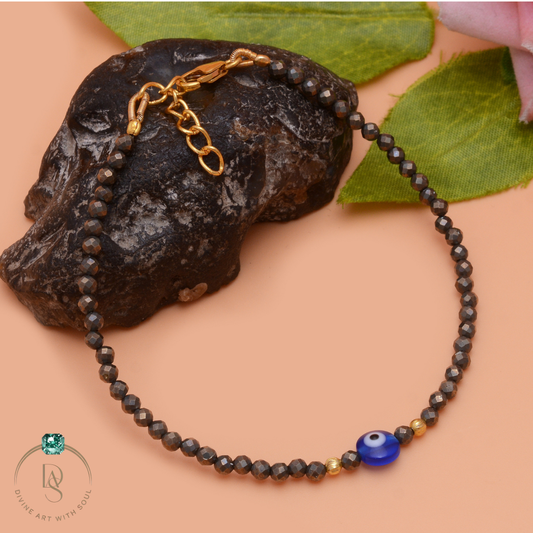 Natural Pyrite with Evil Eye Protection Bracelet