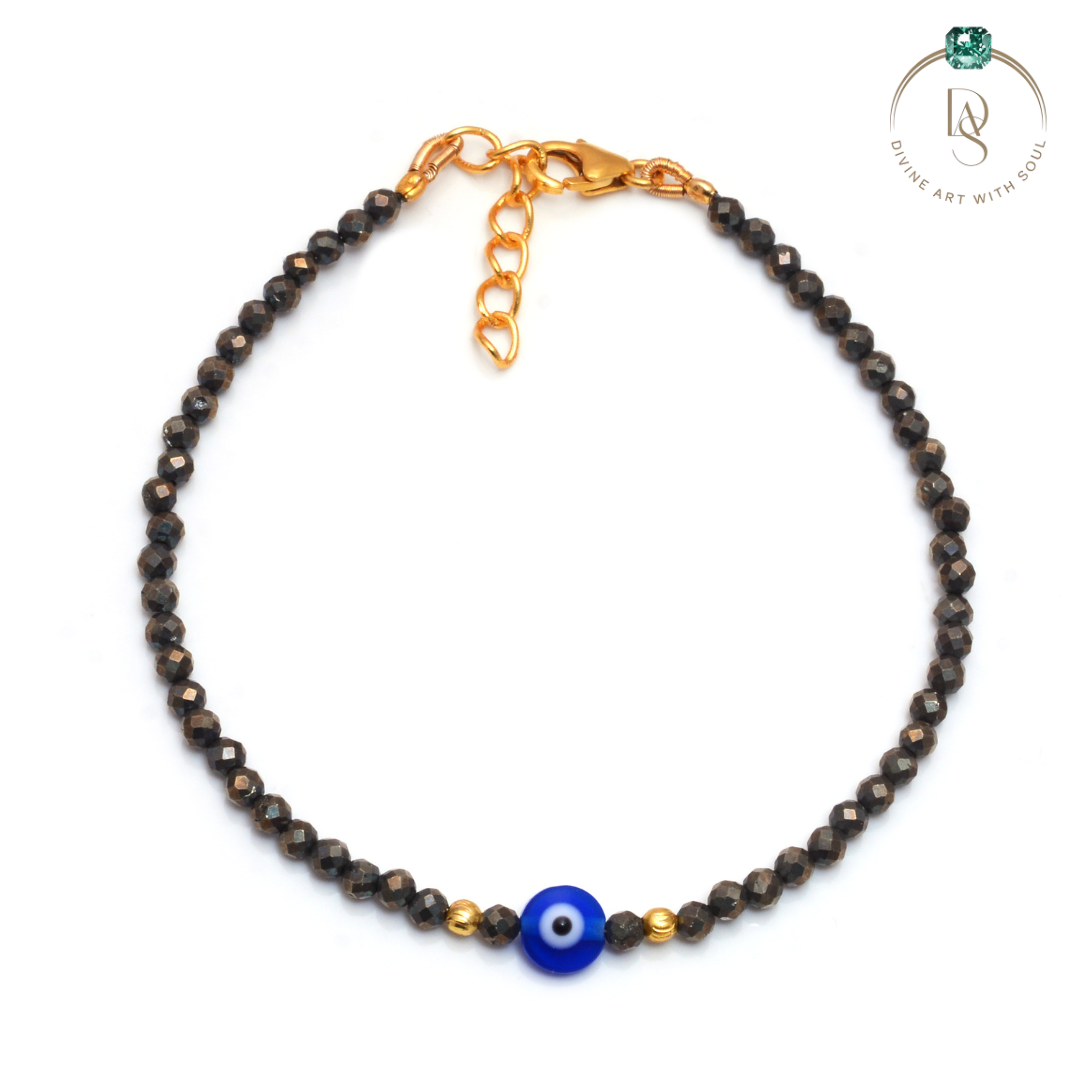 Natural Pyrite with Evil Eye Protection Bracelet