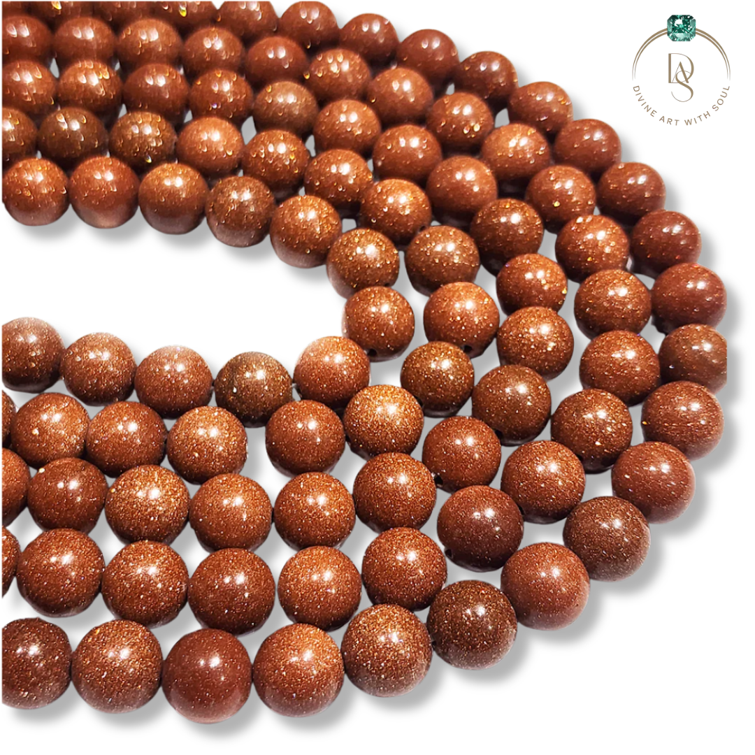Natural Red Sunstone Round Beads String