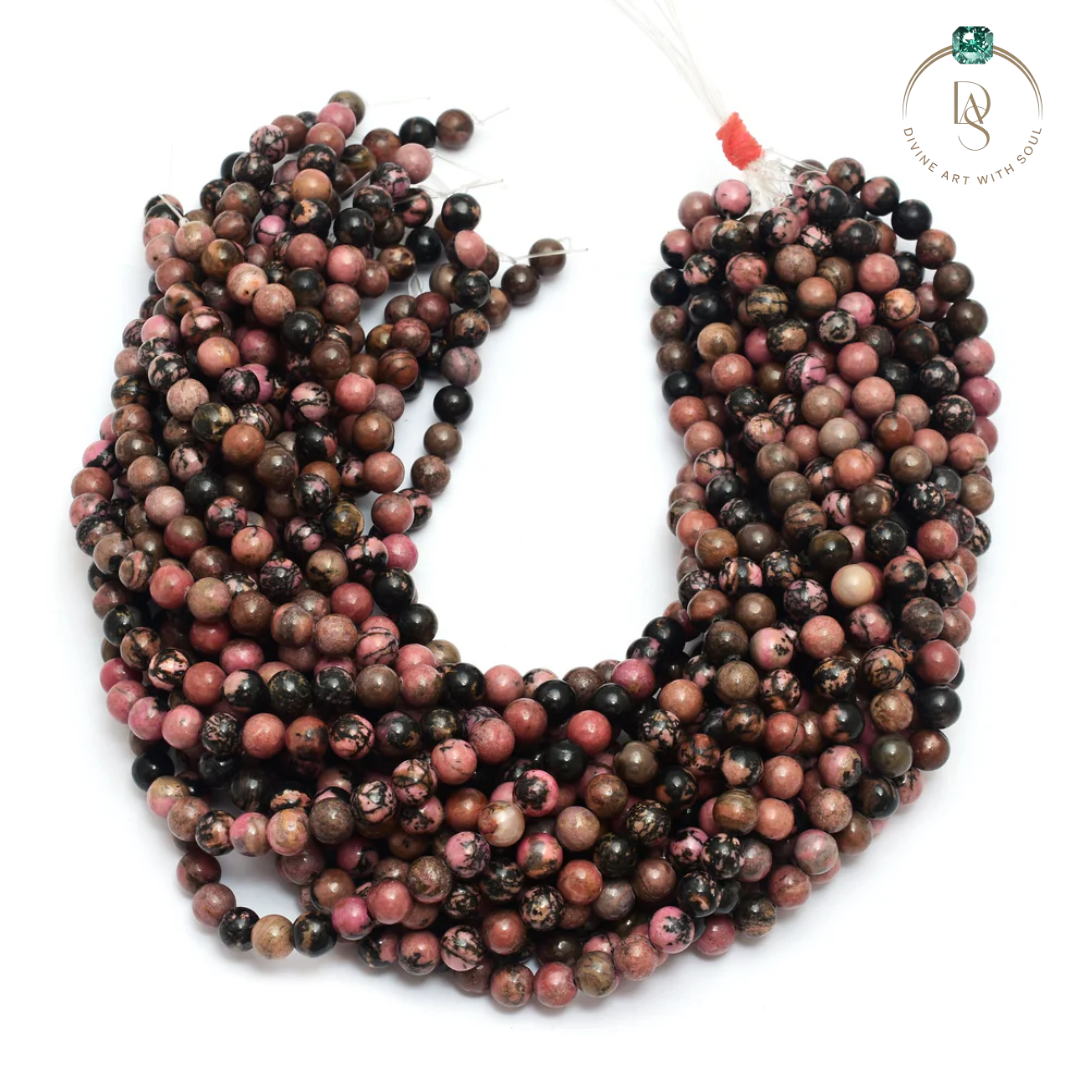 Natural Rhodonite Round Beads String