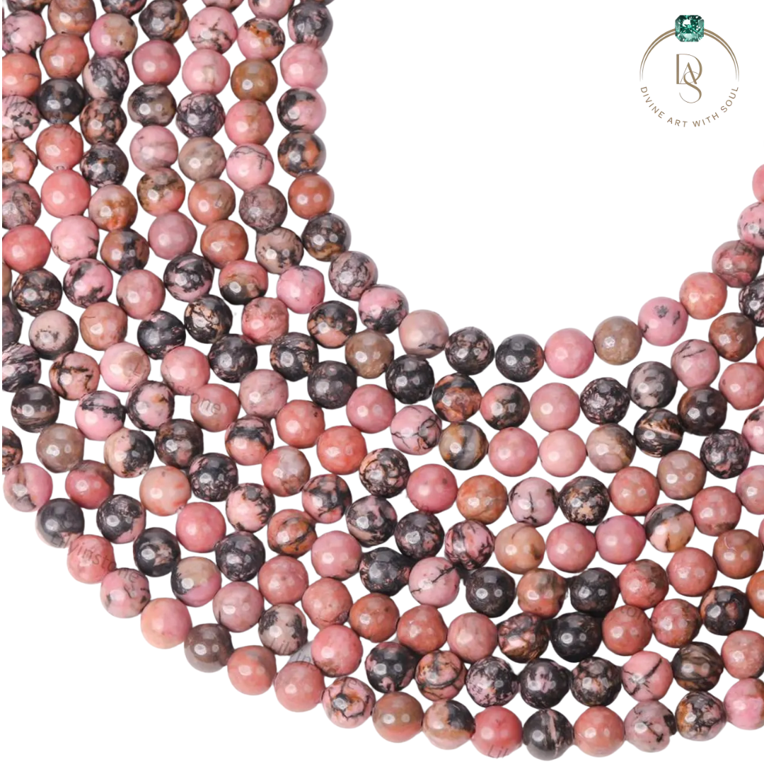Natural Rhodonite Round Beads String