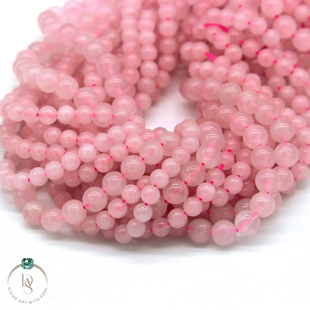 Natural Rose Quartz Round Beads String