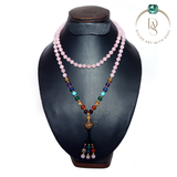 Natural Rose Quartz Mala With Seven Chakra Protection
