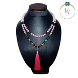 Natural Rose Quartz Mala With Seven Chakra Protection
