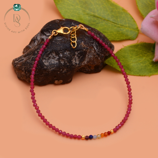 Natural Ruby Quartz with Seven Chakra Protection Bracelet
