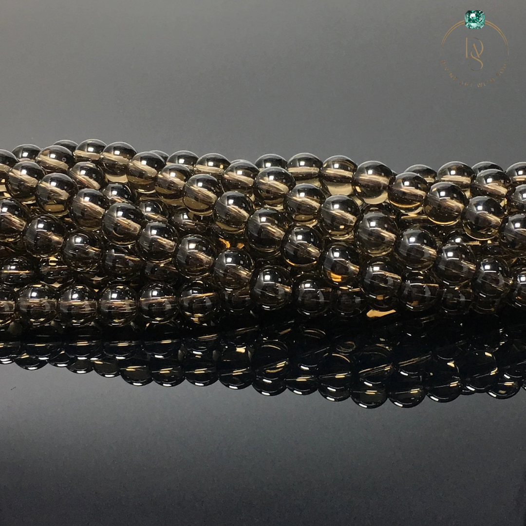 Natural Smoky Quartz Round Beads String