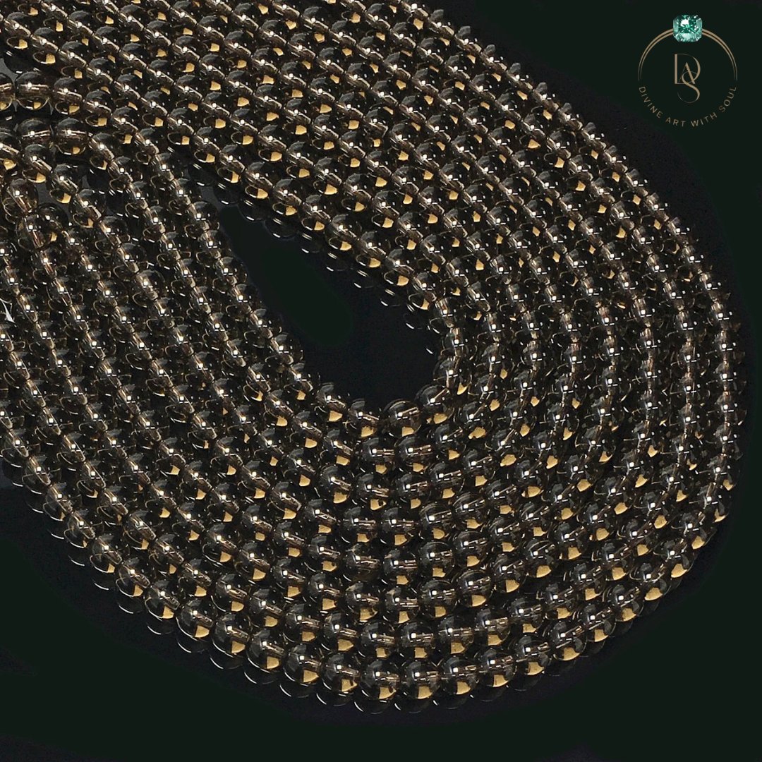 Natural Smoky Quartz Round Beads String
