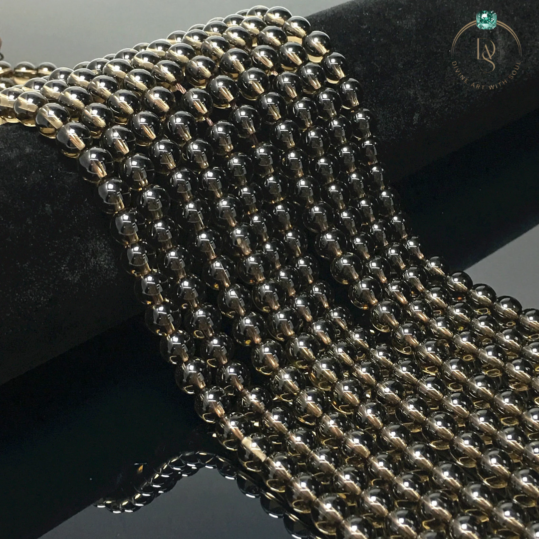 Natural Smoky Quartz Round Beads String
