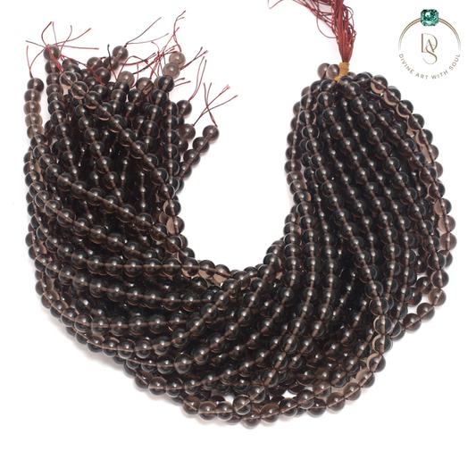 Natural Smoky Quartz Round Beads String