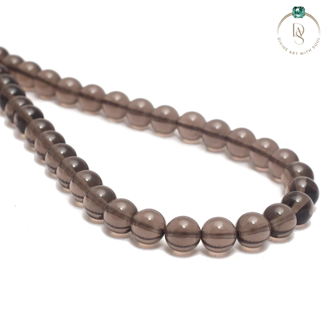 Natural Smoky Quartz Round Beads String