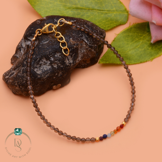 Natural Smoky Quartz with Seven Chakra Protection Bracelet