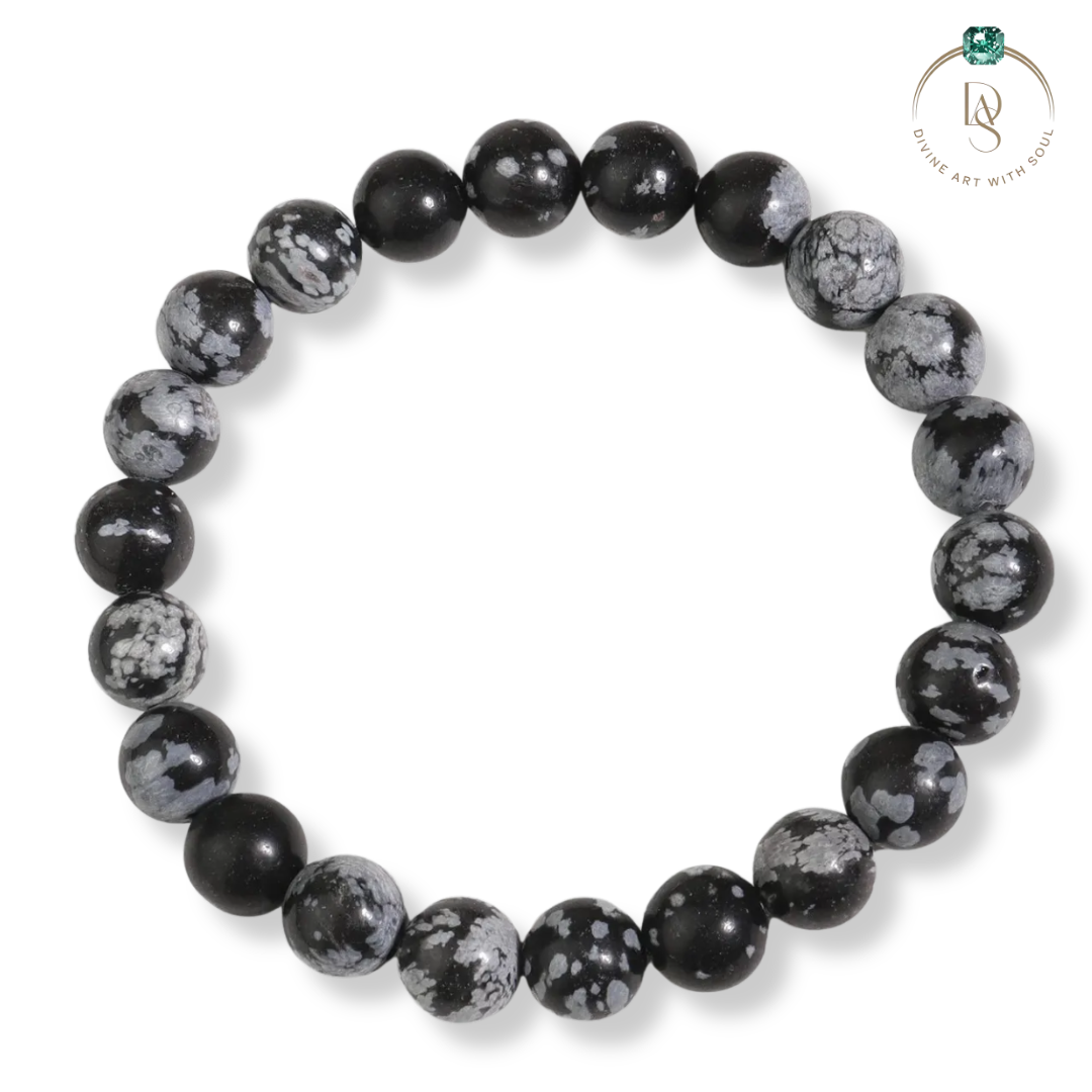 Natural Snowflake Obsidian Bracelet
