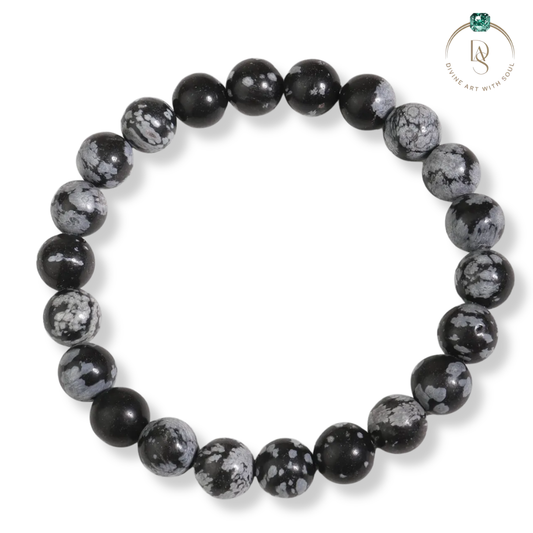 Natural Snowflake Obsidian Bracelet