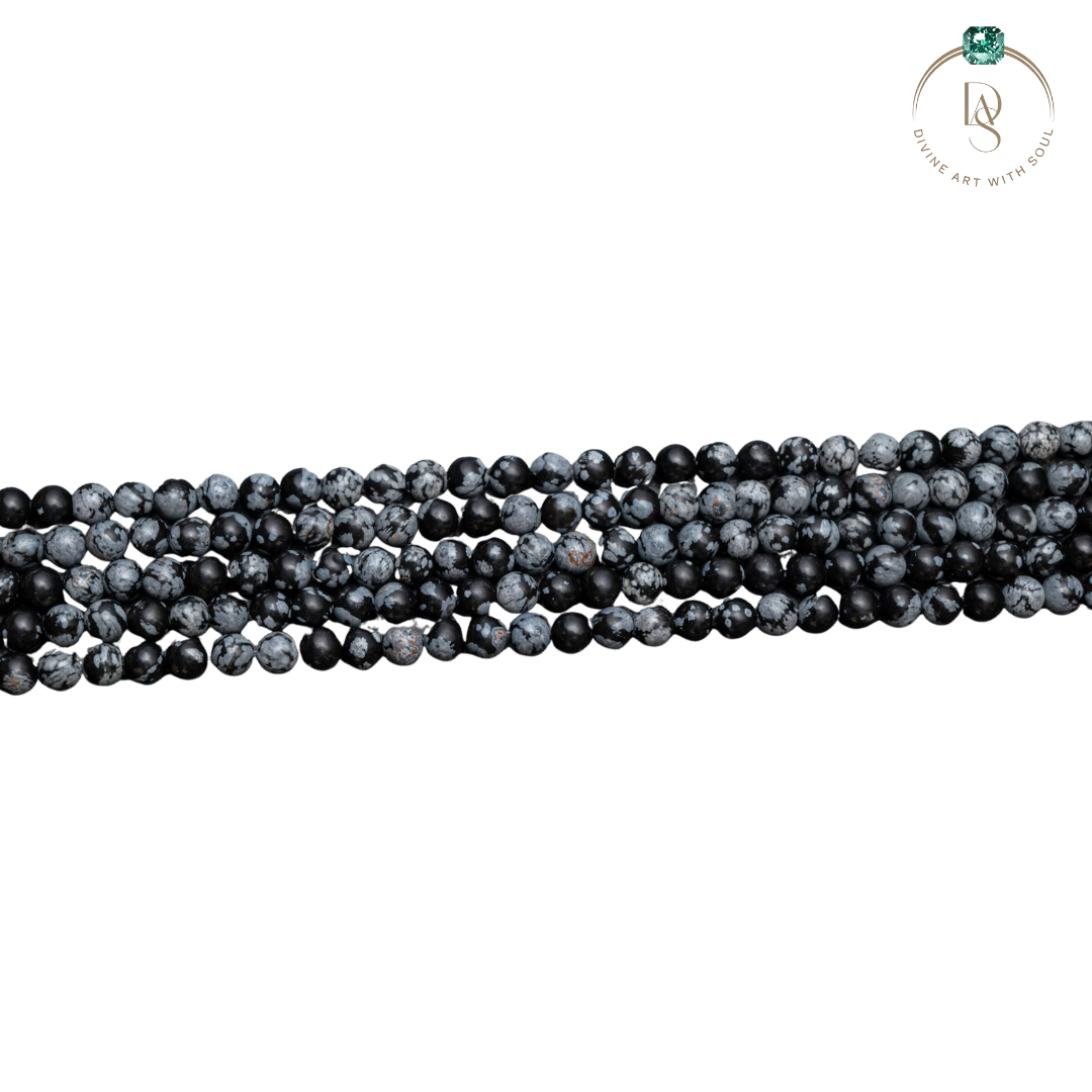 Natural Snowflake Obsidian Round Beads String