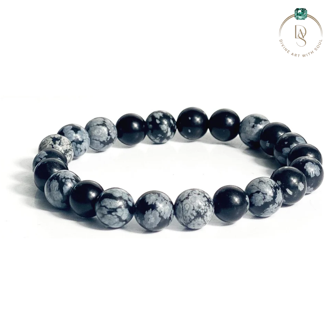 Natural Snowflake Obsidian Bracelet